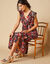 Robe longue imprimée, sans manches (marine / corail)