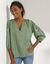 Blouse unie macramé, manches brodées (kaki)