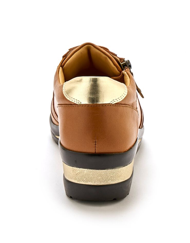Derbies largeur confort en cuir détails métallisés (caramel) Derbies largeur confort en cuir détails métallisés (caramel)