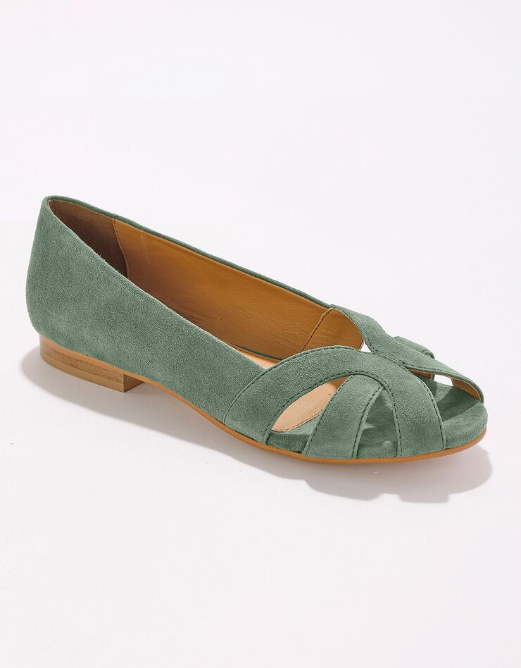 Ballerines à bout ouvert en cuir (vert) Ballerines à bout ouvert en cuir (vert)