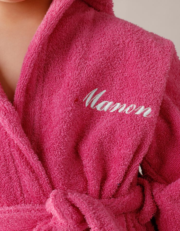 Peignoir enfant éponge à capuche personnalisable  (fuchsia)