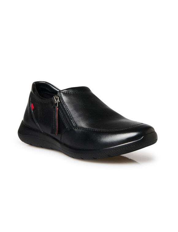 Derbies zippées en cuir semelle crantée (noir)