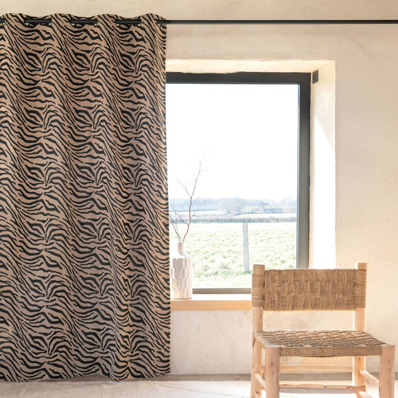 Rideau jacquard chenille z&eacute;br&eacute; (noir)