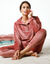 Pyjama velours stretch manches longues col boutonné (bois de rose)