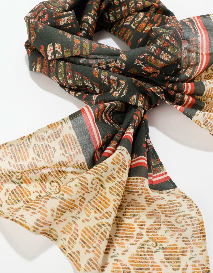 Foulard fabriqué en France imprimé graphique, 198 x 38 cm  - coton (rose)