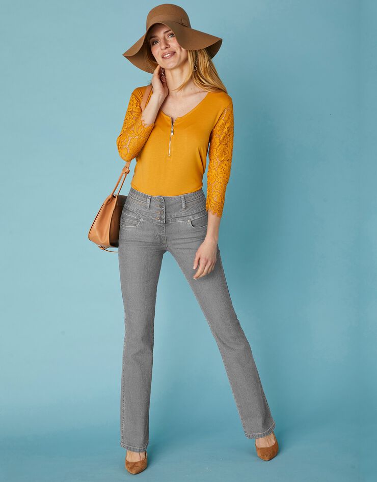 Jean coupe bootcut taille haute stretch - entrej. 78 cm (gris) Jean coupe bootcut taille haute stretch - entrej. 78 cm (gris)