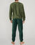 Pyjama pantalon bicolore maille polaire manches longues (kaki)