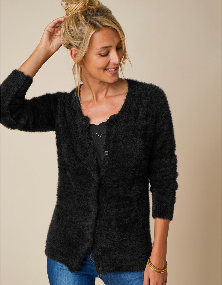 Cardigan en maille douceur (noir) Cardigan en maille douceur (noir)
