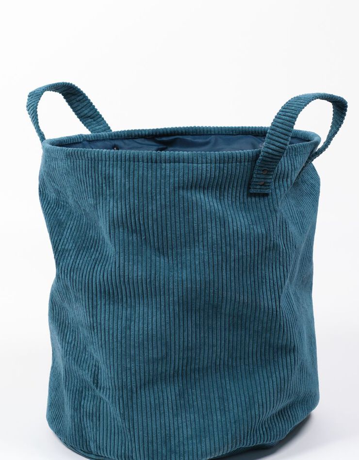 Panier rond velours déco rangement (bleu canard)