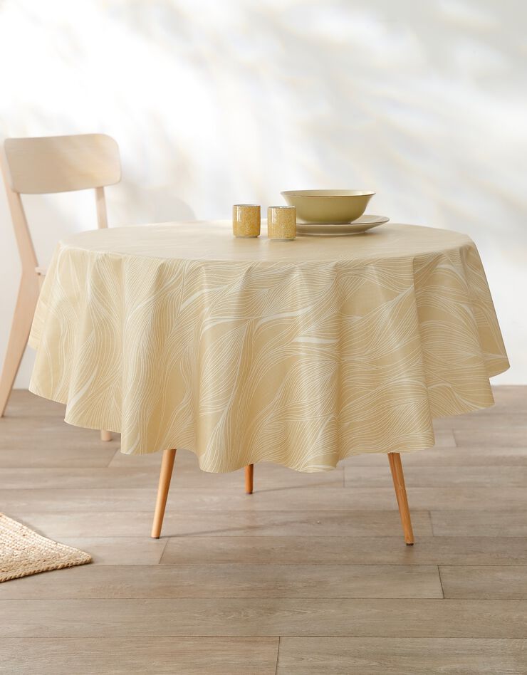 Nappe toile cirée imprimée vagues (jaune)