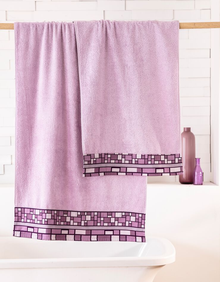 Éponge bouclette coton liteau imprimé mosaïque - 420g/m² (parme) Éponge bouclette coton liteau imprimé mosaïque - 420g/m² (parme)