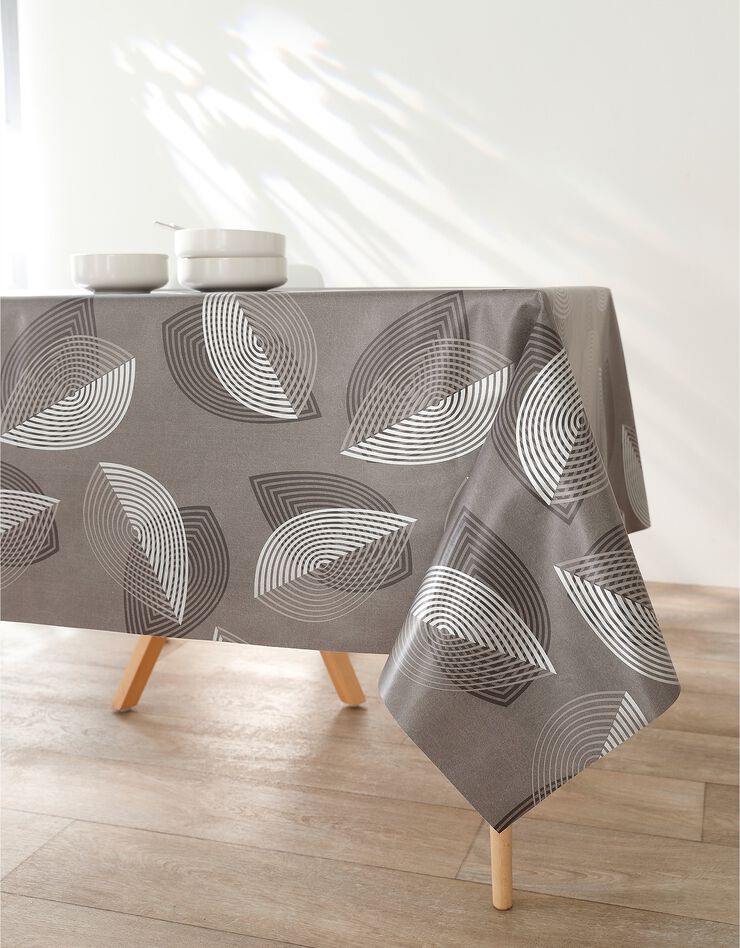 Nappe toile cirée motifs feuilles (gris anthracite)