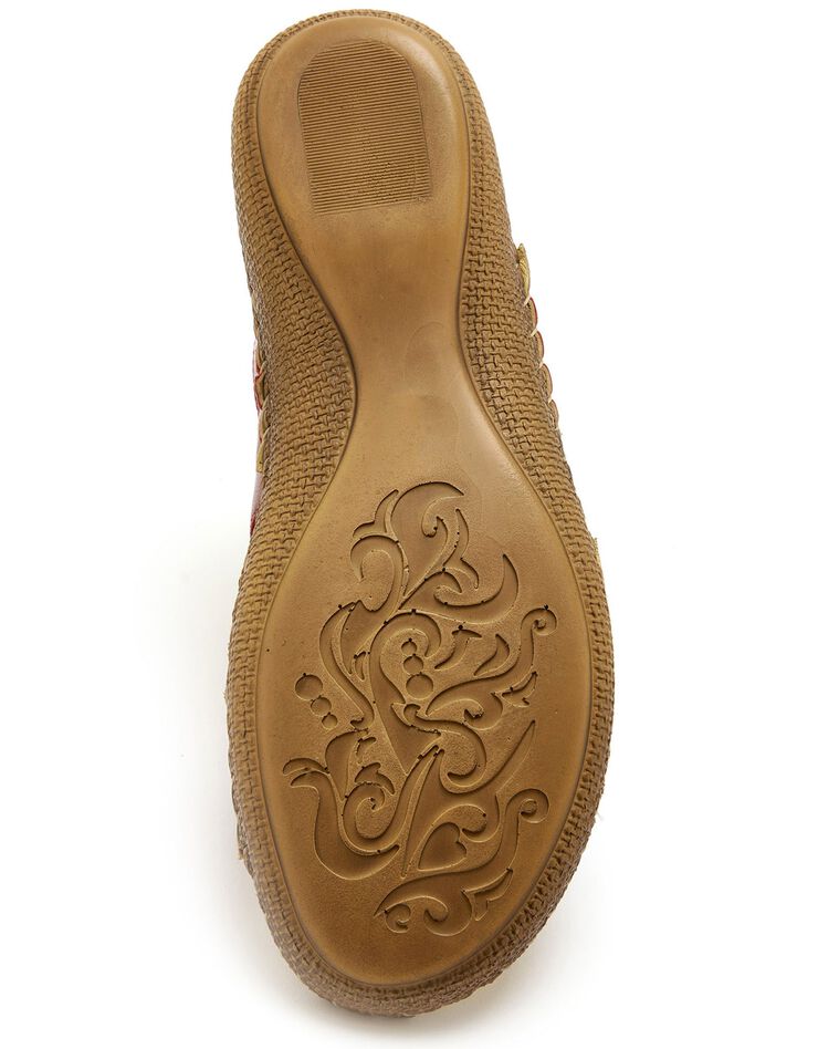 Sandales scratchées en cuir texturé (rouge)