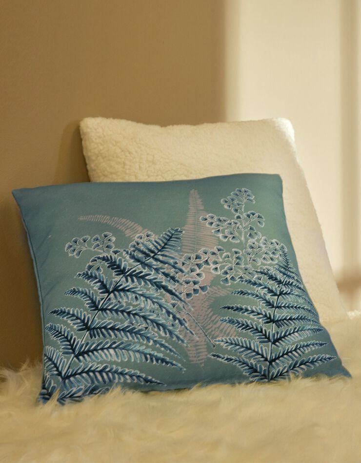 Lot de 2 housses de coussin imprimé végétal (vert)