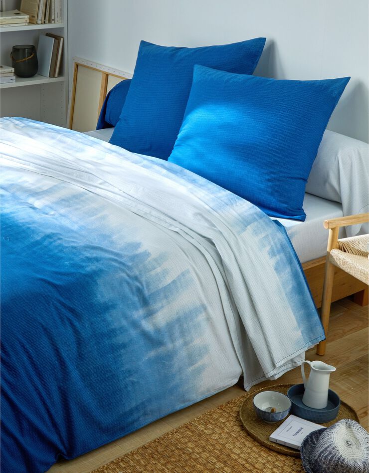 Linge de lit Abysse en coton (bleu)