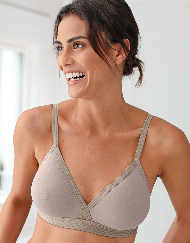 Soutien-gorge coton forme croisée - sans armatures (taupe)