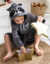 Peignoir de bain enfant personnalisable raton laveur (gris)