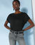 T-shirt "loose" en coton, uni (noir)