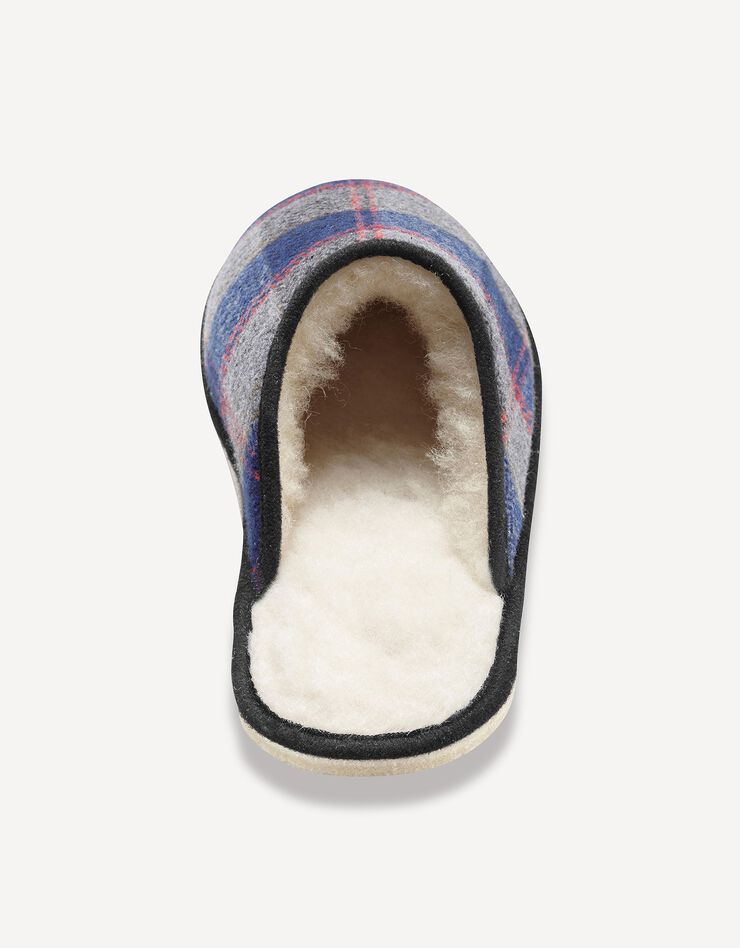 Mules homme silencieuses fourrées laine (carreaux marine) Mules homme silencieuses fourrées laine (carreaux marine)