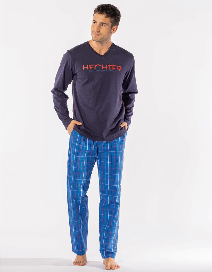 Pyjama manches longues carreaux (marine)
