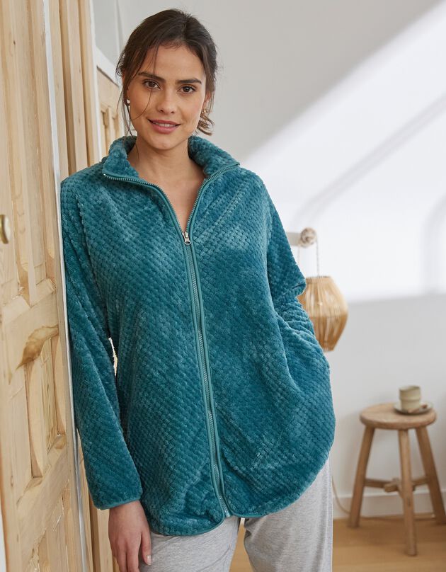 Veste d'intérieur maille polaire zippée  (émeraude)