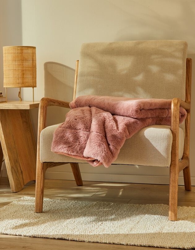Plaid effet fourrure ultra moelleux (rose)
