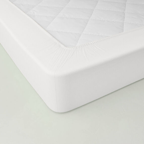 Drap-housse uni jersey bonnet 40 cm (blanc)