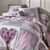 Linge de lit Lovely en flanelle imprimé coeurs  (gris / parme)