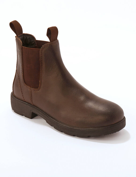 Boots chelsea cuir côtés élastiqués semelle épaisse (marron foncé)