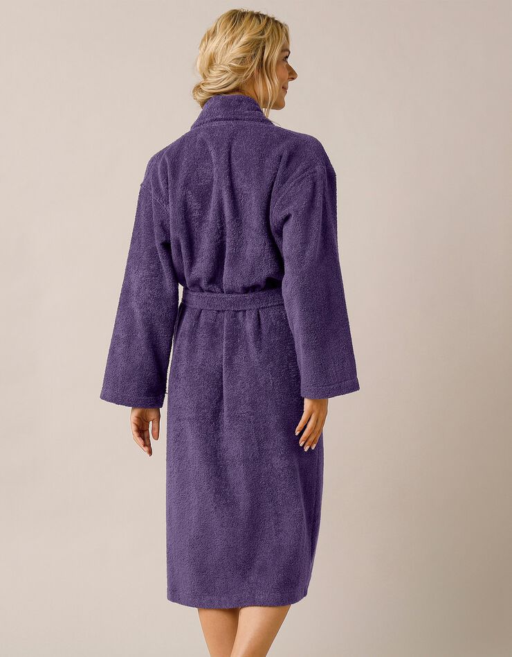 Peignoir mixte adulte col châle éponge bouclette (aubergine)