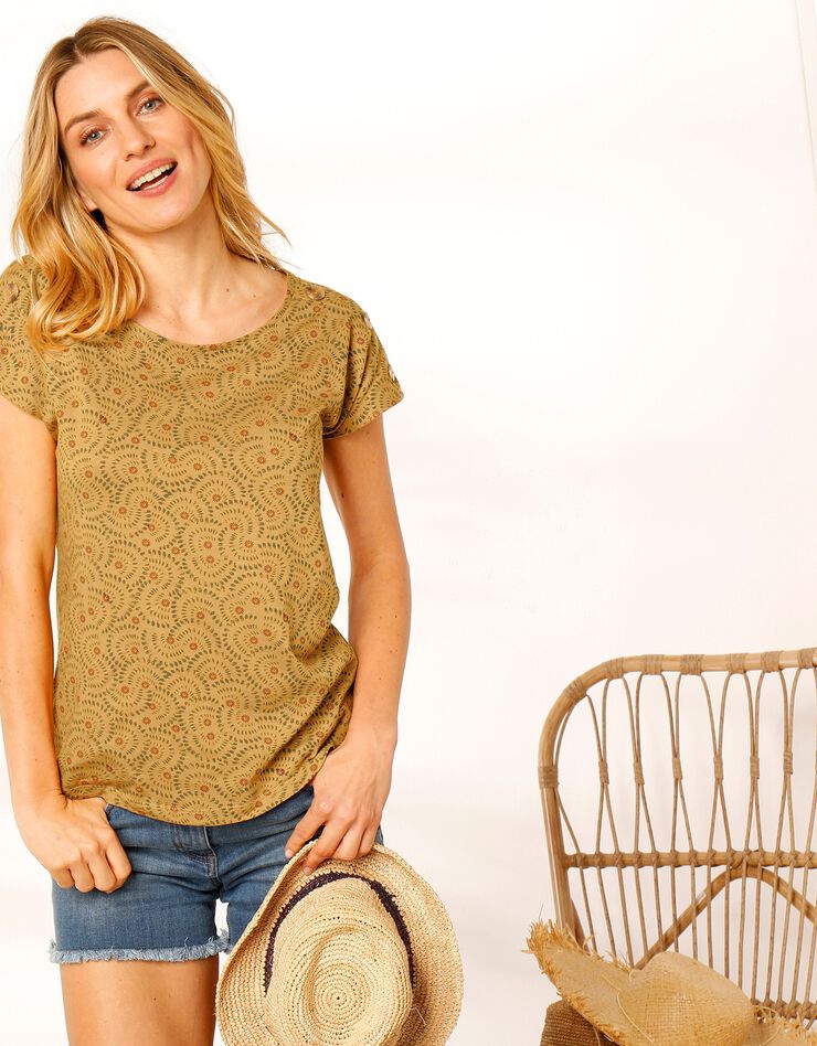 Tee-shirt imprimé col rond (curry / kaki) Tee-shirt imprimé col rond (curry / kaki)