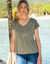 T-shirt uni macramé (kaki)