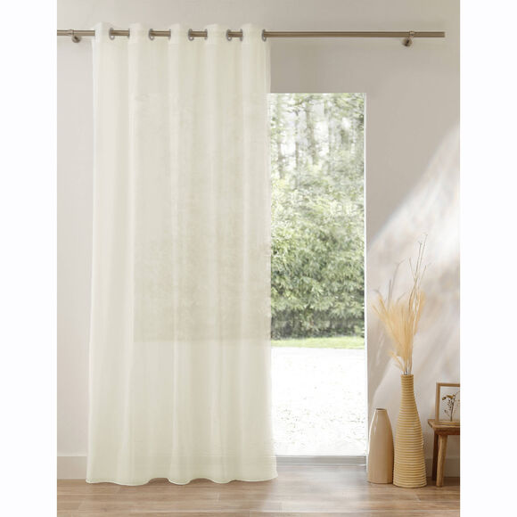 Panneau voile uni finition &oelig;illets (ivoire)