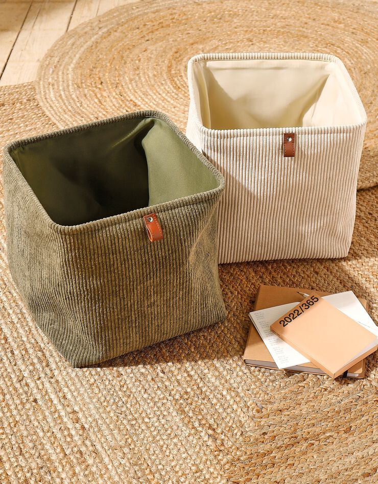 Bac de rangement en velours côtelé Savana (beige) Bac de rangement en velours côtelé Savana (beige)