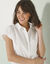 Blouse manches courtes à revers unie (blanc)