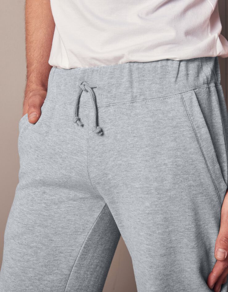Pantalon jogging molleton bas droits (gris chiné)