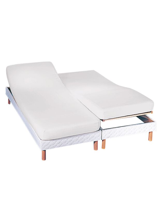Drap-housse uni sommier articulé polyester-coton bonnets 26 cm (blanc)