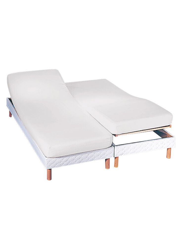 Drap-housse uni sommier articulé polyester-coton bonnets 26 cm (blanc)