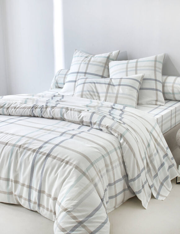 Linge de lit Karl imprim&eacute; &eacute;cossais - coton 52 fils/cm&sup2; (&eacute;cru)