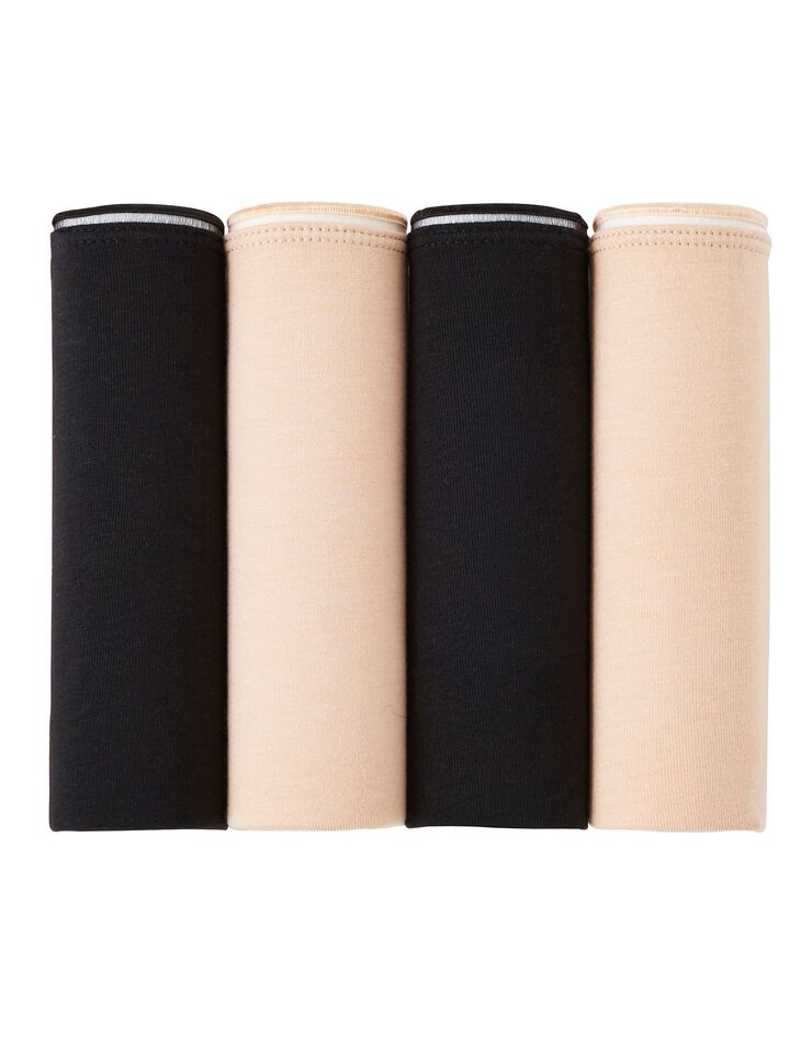 Culottes maxi coton coutures plates - lot de 4 (peau / noir)