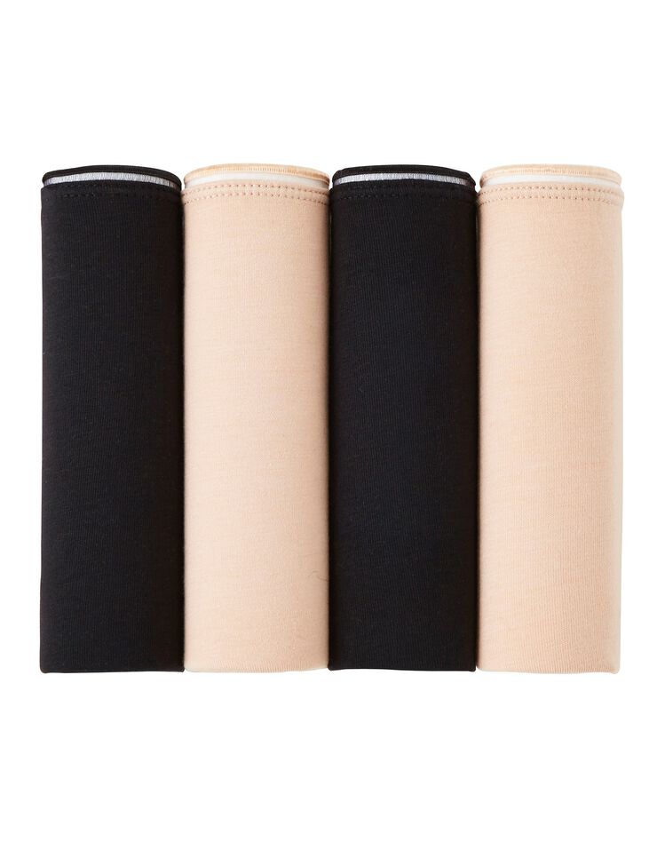 Culottes maxi coton coutures plates - lot de 4 (peau / noir) Culottes maxi coton coutures plates - lot de 4 (peau / noir)