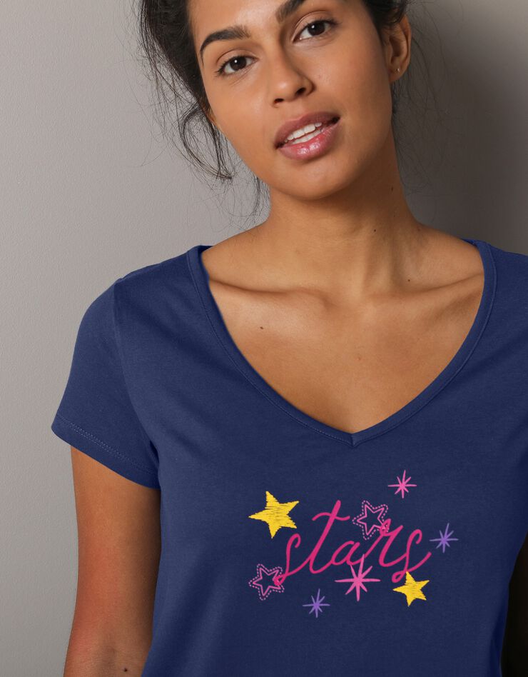Tee-shirt de pyjama manches courtes imprimé Estrella  (marine)
