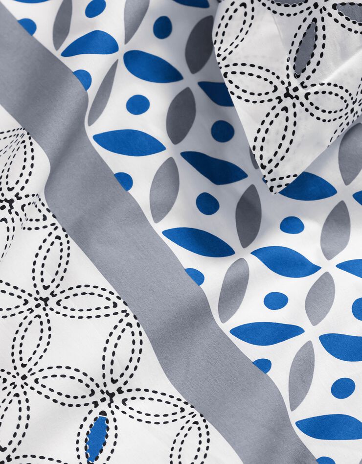 Linge de lit enfant Marlow - coton motifs géométriques (gris / bleu)