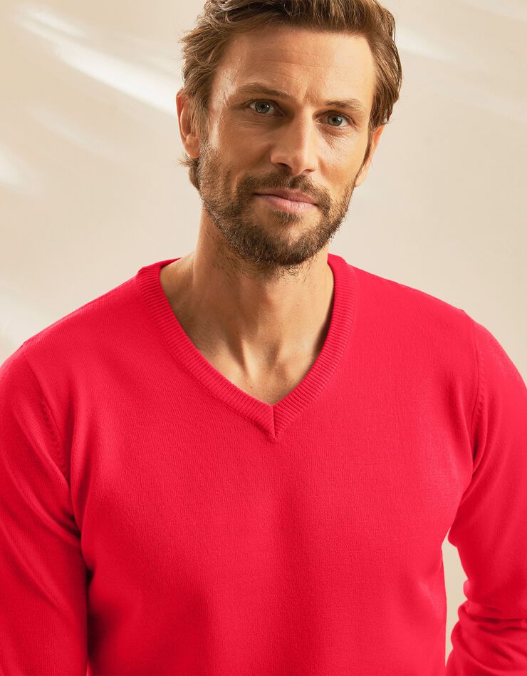 Pull uni col V (corail) Pull uni col V (corail)