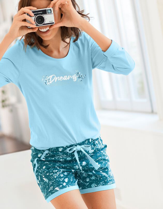 Short de pyjama – fleuri émeraude (émeraude)