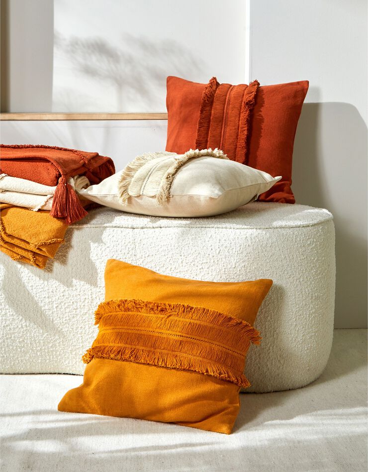 Coussin avec galon franges (terracotta)