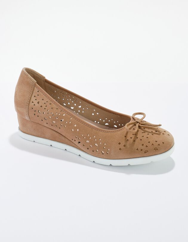 Ballerines cuir ajouré (beige)