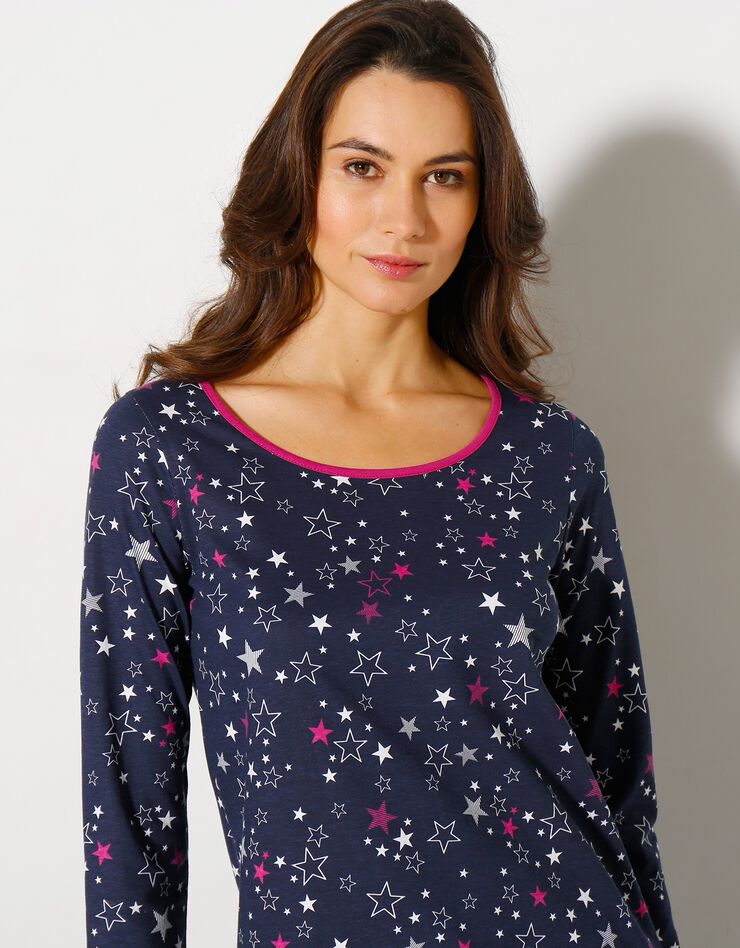 Tee-shirt manches longues imprimé étoiles - jersey coton (marine) Tee-shirt manches longues imprimé étoiles - jersey coton (marine)