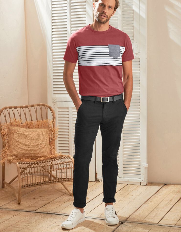 Pantalon chino uni sergé stretch grand confort (noir) Pantalon chino uni sergé stretch grand confort (noir)