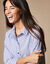 Chemise longue ray&eacute;e base liquette, fil tiss&eacute; teint (bleu / blanc)